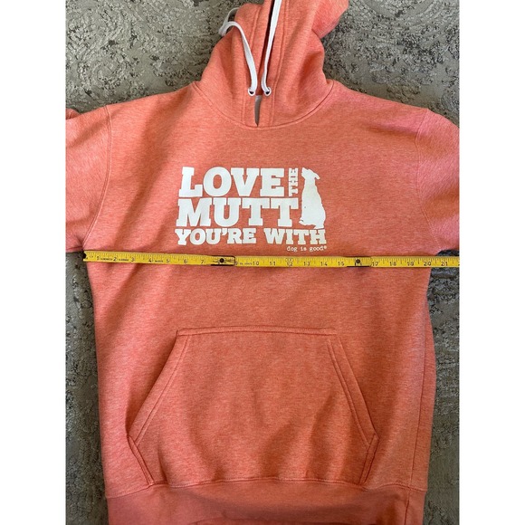 Dog Is Good Women's Peach 'Love The Mutt You're With' Hoodie Sweatshirt Sz. M - Picture 10 of 11